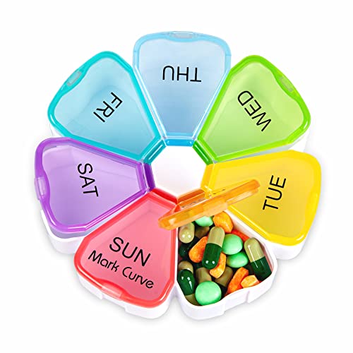 Portable Weekly Pill Box Organiser | Easy to Open 7 Day Premium Quality Tablet Box | Travel Pill Case with Snap Shut Lids Design |Tablet Organiser for Vitamins, Supplements & Medicine