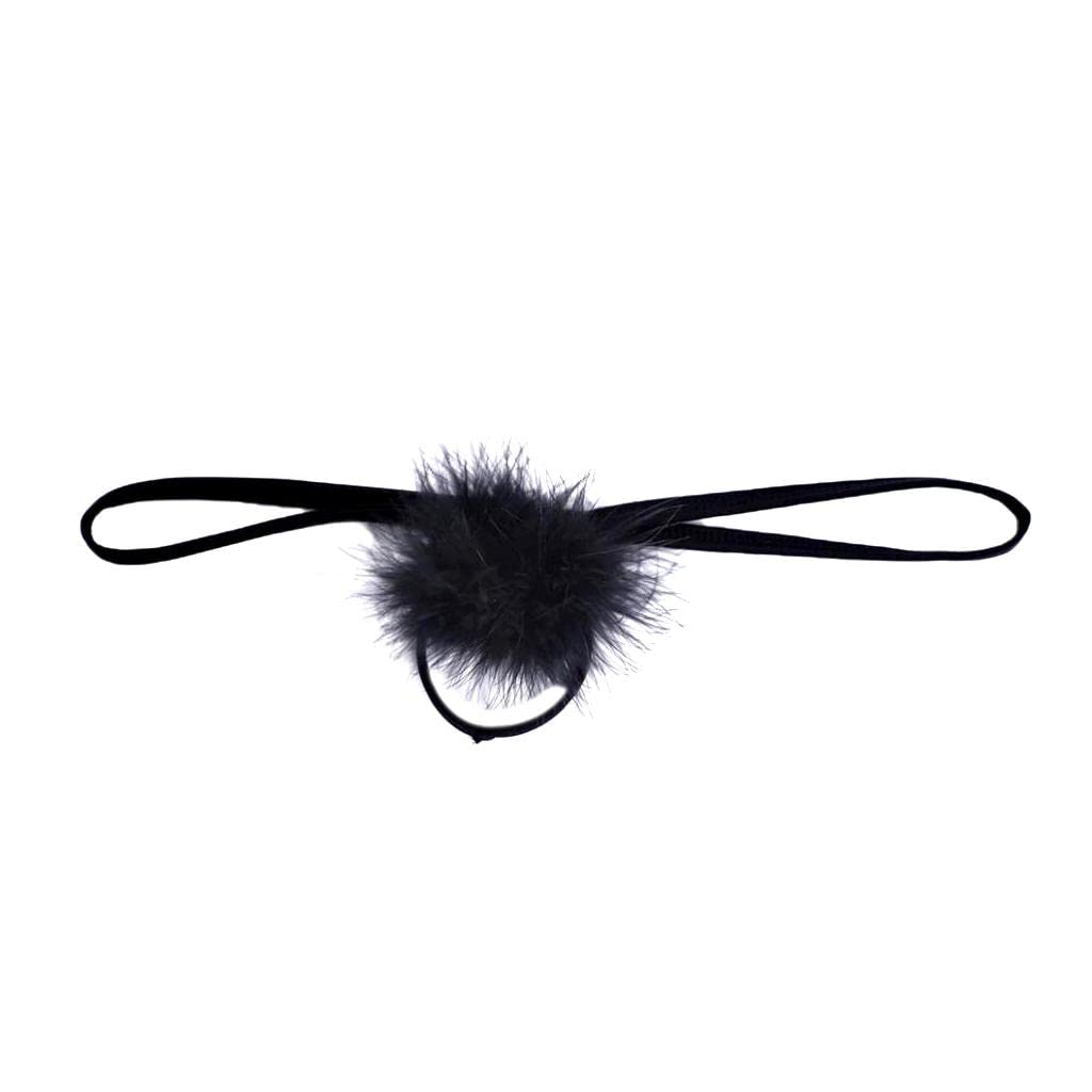 Men Sexy Plush T-Back Underwear Low-rise G-String Thong Briefs Black-image-42