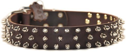 Dean & Tyler Triple Threat Dog Collar with Nickel and Stainless Steel Hardware, Brown, Fits Neck Size 22 by 26-Inch