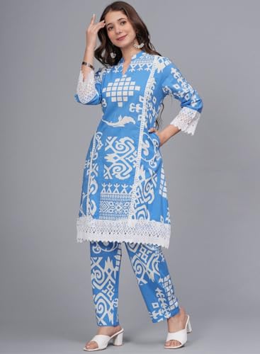 Image of rytras Women Cotton Kurta Set with Palazzo Pants