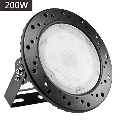 Ankishi UFO LED Lámpara de Alta Bahía, Blanco Frío Iluminación 200W, Impermeable IP65, Iluminación Comercial Luces para Depósitos, Fábricas, Patio, Aeropuerto, Centro Comercial y Restaurante