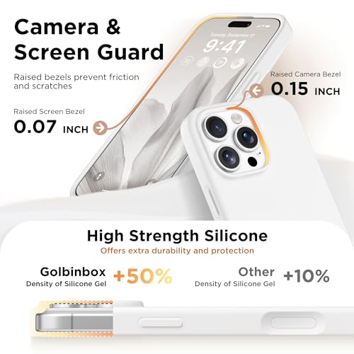 Image of GolbinBox Magnetic for iPhone 16 Pro Case, Silicone Cover, White