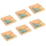 Eco-Haus Handmade Bamboo Wooden Coasters Set of 6, Sustainable Natural Bamboo with Elegant Epoxy Resin River Design, Coaster for Cold and Hot Drink, Tabletop Protection (Square)