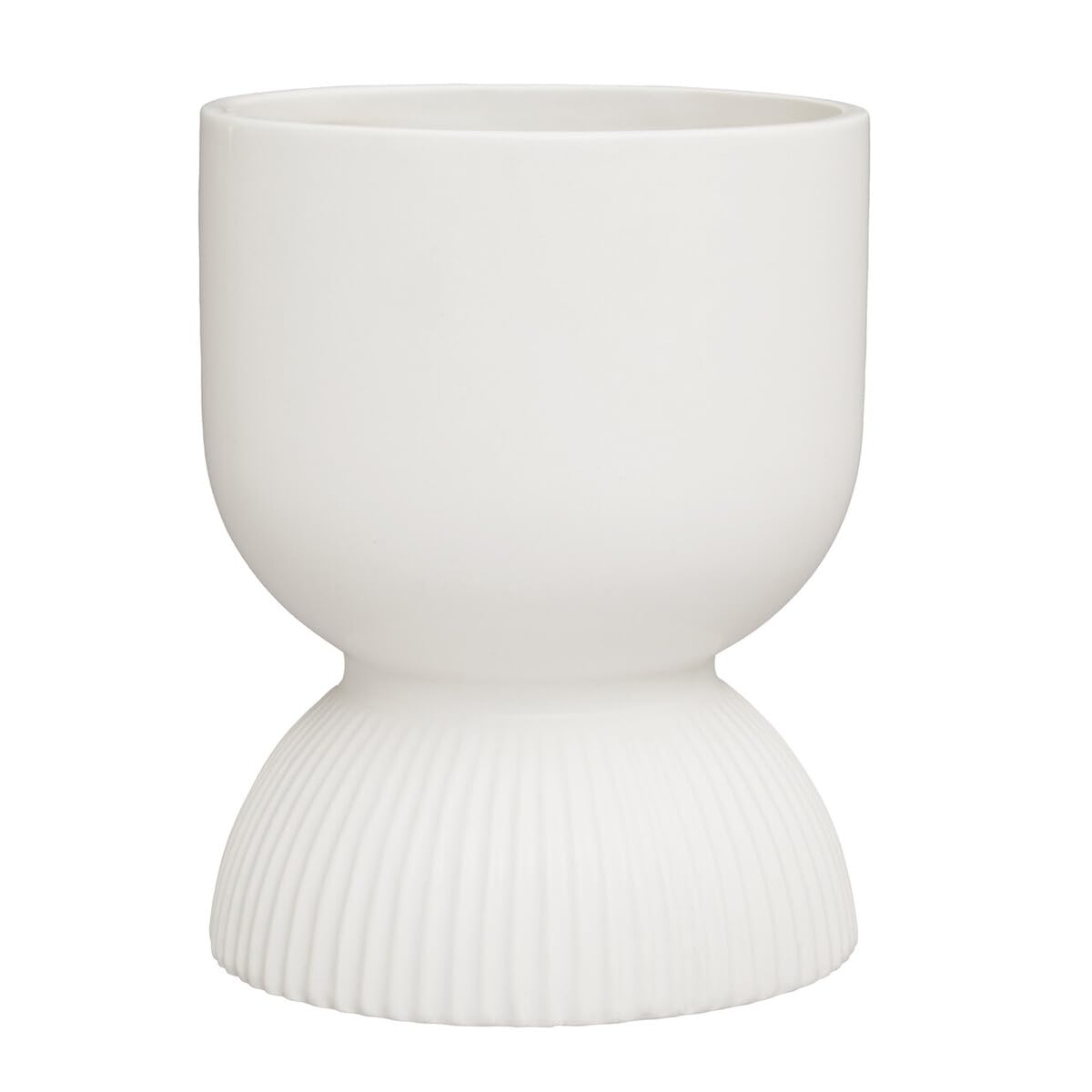 Orsina Lightweight White PlanterDurable Ceramic Construction Outdoor PotCylindrical Design Flower Planter from B&Q