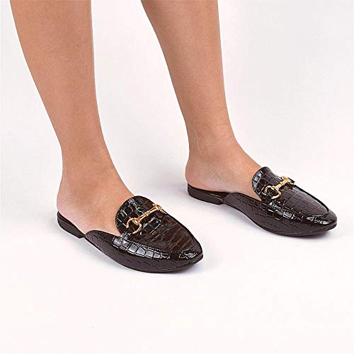 Mule Chiquiteira Bico Fino Elo Croco Add Croco Verniz Preto 39