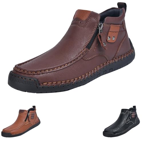 Business skor herr svart läder, arbetsskor herr halkfria kök, promenadskor platt sula fritidssko sportiga träningsskor med snabbkoppling sneakers vattentäta tränare, vin, 47 EU