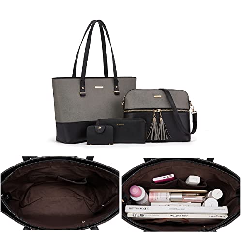 Women Fashion Handbags Wallet Tote Bag Shoulder Bag Top Handle Satchel Cow Print Purse Set 4pcs