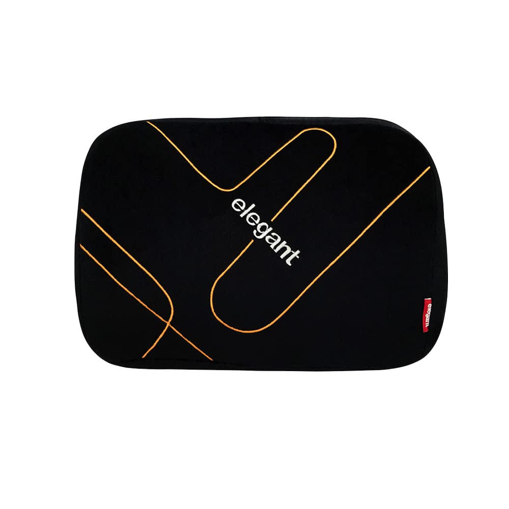 Elegant Fur Memory Foam Lumbar Support Car Pillow Black for Tata