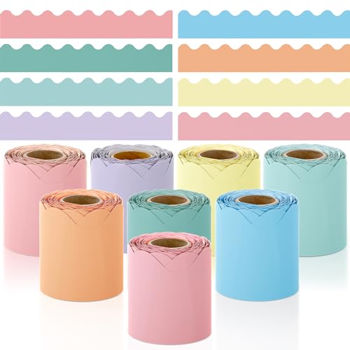 Elcoho 8 Rolls 262.4 Feet Scalloped Bulletin Board Borders Bulletin Boarder Trim School Decoration...