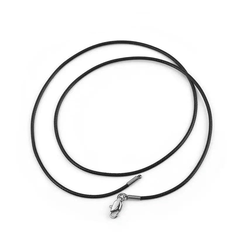 Cordon de collier ciré marron 45 cm - fil tressé 3,0 mm avec fermoir mousqueton pour pendentif