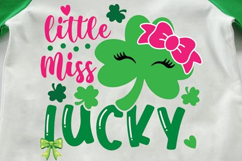 Image of DDSOL Girl Toddler St Patricks Day Shirt Shamrock Clover Bow Cotton Long Sleeve T-Shirt Lucky Girl Irish Tee Top Kid Clothes