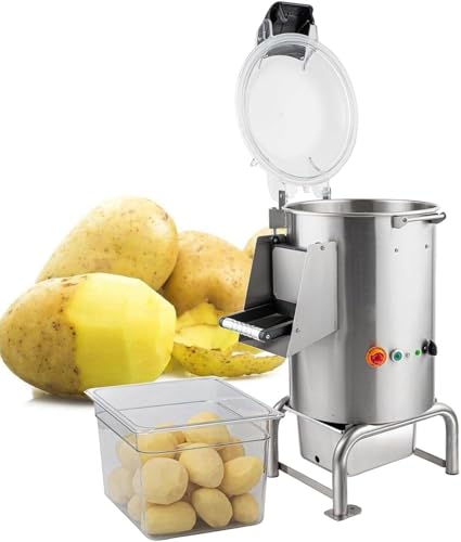 電動野菜ピーラー、ステンレス製ポテトウォッシャー、22L業務用ポテトピーラー、70〜100kg/H、ジャガイモ、サツマイモ、タロイモ、ショウガ用、3分で素早く皮むき