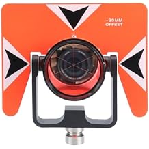 All-Metal Single Tilt Prism 64mm Copper-Coated Surveying Prism, High Precision 5/8" Thread, 0/-30mm Offset Total Stations Prism with Case Soft Bag for Land, Tunnels, Mines, and Roadwork Surveying