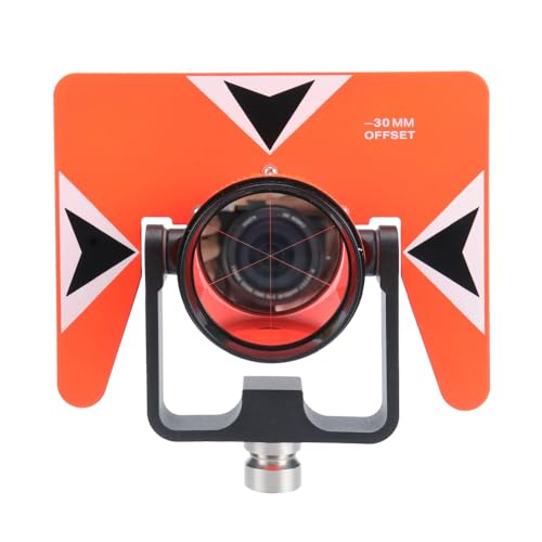 All-Metal Single Tilt Prism 64mm Copper-Coated Surveying Prism, High Precision 5/8" Thread, 0/-30mm Offset Total Stations Prism with Case Soft Bag for Land, Tunnels, Mines, and Roadwork Surveying