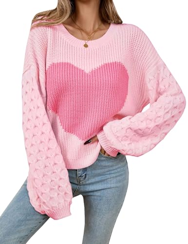 Image of Libsorge Womens Valentine Heart Sweater 2026 Valentines Day Trendy Cute Oversized Long Sleeve Pullover Sweaters