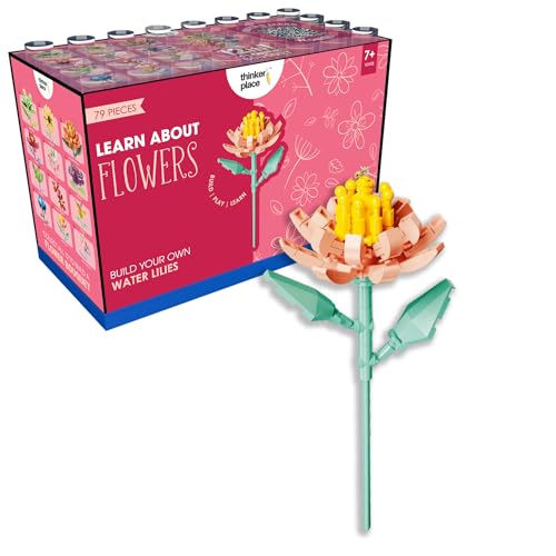 Image of STEM Water Lilies Flower Building Blocks Set (79 Pcs, 12-in-1) | DIY Flower Pen Stand Kit for Kids 6+ Years (Boys & Girls) | Creative Craft & Learning Toy | Ideal Gift for Kids
