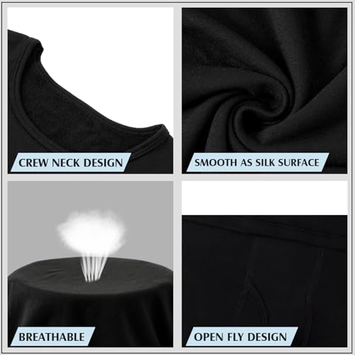 Patelai 3 Sets Men's Thermal Underwear Long Underwear Base Layer with Fleece Lined for Winter Cold Weather3