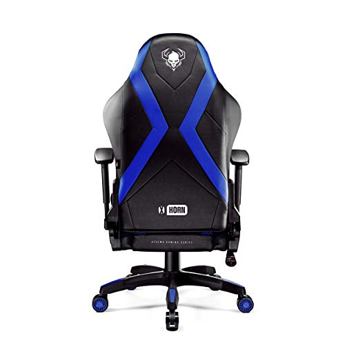 Diablo-X-Horn-Silla-Gaming-Oficina-Gamer-Apoyabrazos-3D-Cojin-Ajustable-Diseno-Ergonomico-Cuero-Sintetico-Funcion-de-Inclinacion-Negro-Azul-Normal
