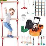 Ninja Warrior Obstacle Course for Kids, 50 ft Weatherproof Slacklines, 500lbs Weight Capacity Monkey Line, Outdoor Playset Equipment, Backyard Toys Training Equipment Set with 10 Obstacles