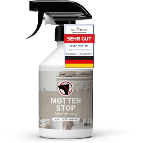 naturetrend Motten Stop 500ml Mottenspray gegen Kleidermotten & alle Mottenarten I Mottenschutz für Wohnung Kleiderschrank & Textilien I Anti-Motten-Spray