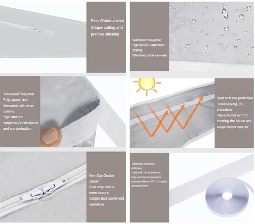 Tragbares Dichtungstuch Für Klimaanlagen, Rohrfenster Für Mobile Klimaanlagen Offen Regendichtes Isolierungs-Polyestertuch, Universal-Fensterrahmen-Schallwand (Silbergrau)
