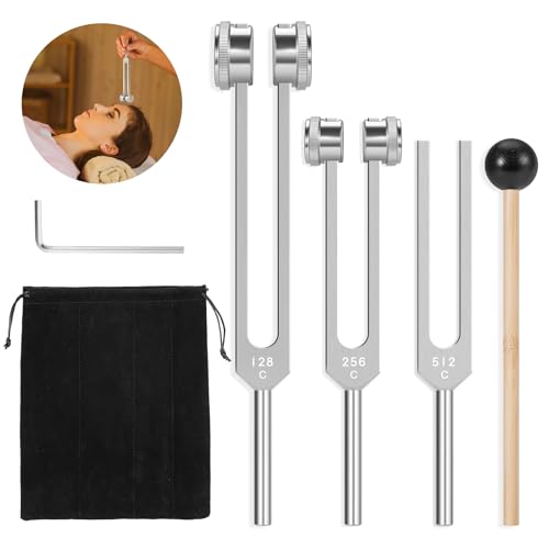 tuning forks for healing 128hz 256hz 512hzweighted amp unweighted tuning forks setwith reflex hammer for healing chakra setessential yogahealingsound therapygift for women