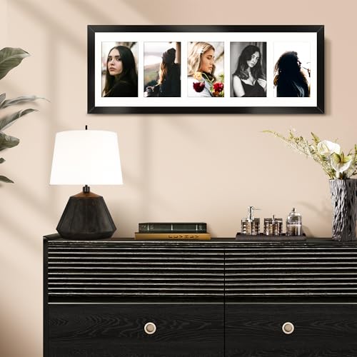 Picrit 8x24 Black Collage Picture Frame 3 Pack, Fits Five 4x6 Photos or One 8x24 Picture, Gallery Frame Set - Poster Frames for Horizontal or Vertical Display
