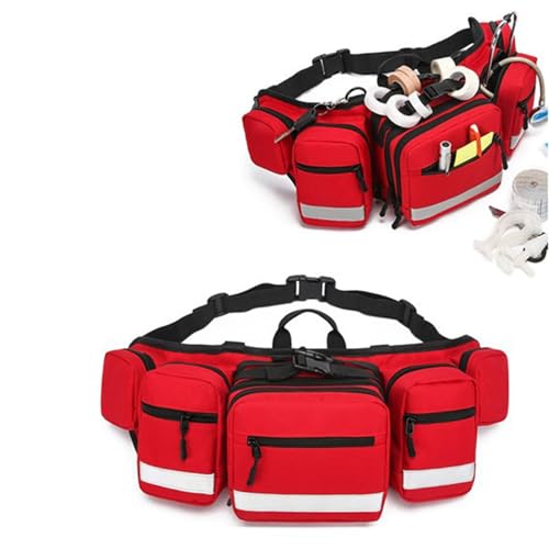 First Aid Fanny Pack Bag, First Aid Bags Empty, Lifeguard Hip Pack, Portable Trauma Bag with Reflective Strip Great for Hiking,Camping and Outdoor Sports