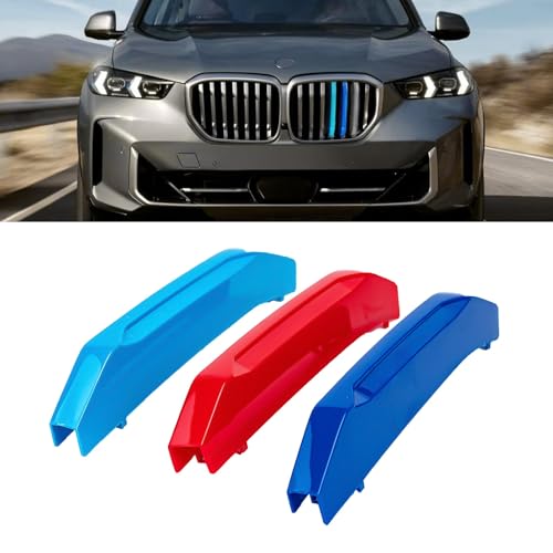 x xotic tech Iconic 3-color Tri Grille Insert Trims Strips, Front Center Kidney Grilles Compatible with BMW X5 G05 2024 2025 2026 (7-Beams Standard Grill)