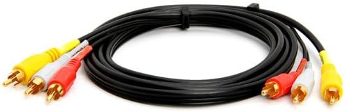 Composite Stereo Left & Right + Video 3 RCA, red, white, yellow - 12 FT- 6 FT - Connects Composite Video Device such as VCR/DVD to Composite TV