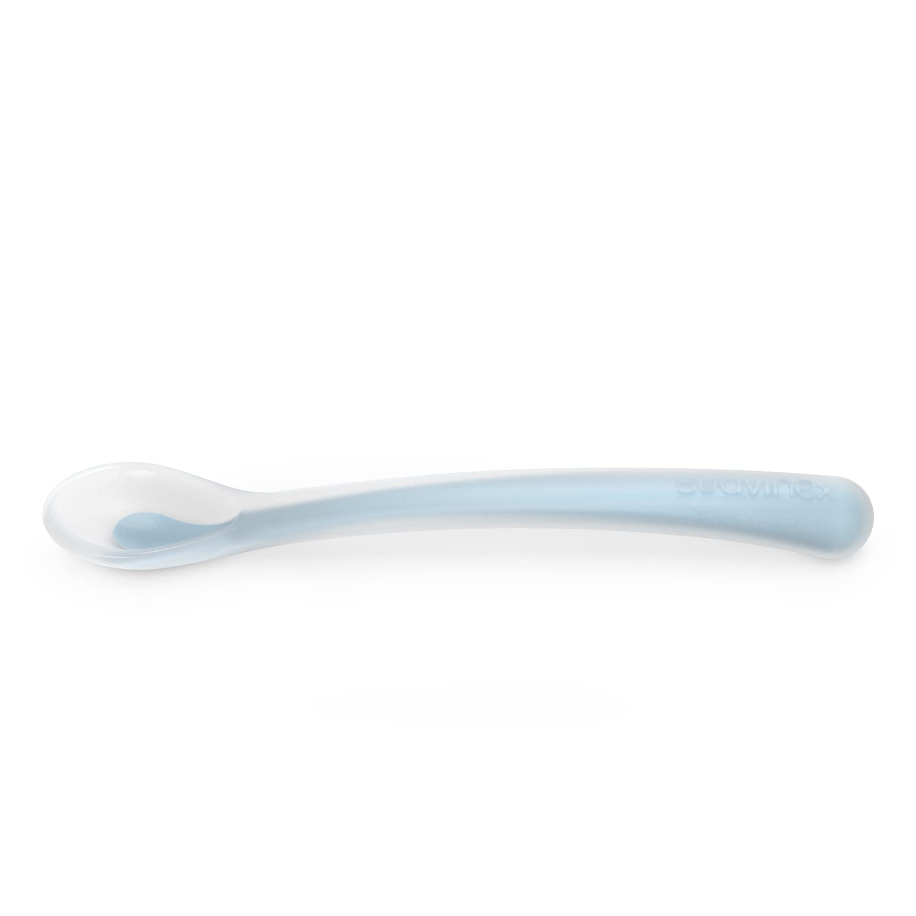 Suavinex, Cuchara de Silicona para Bebés +4 Meses, Cuchara de Aprendizaje, Suave y Blanda, para Encías Sensibles, con Mango Largo, Apta para Lavavajillas, Colour Essence Azul
