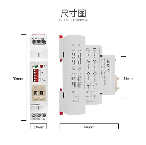 Relé de tiempo GRT8-K con pantalla digital programable AC/DC 12V-240V 3