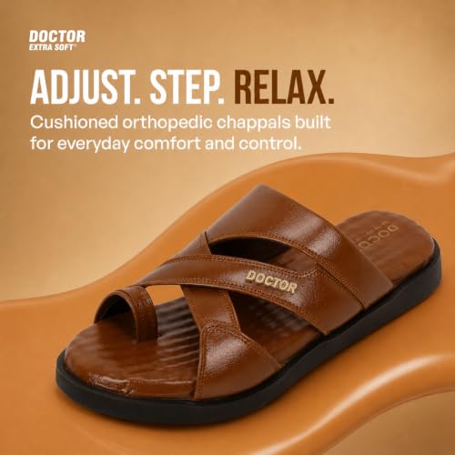 Image of DOCTOR EXTRA SOFT Care Orthopedic Diabetic Comfortable Dr Sole Footwear Daily Use Casual Wear Stylish Black Cushioned Adjustable Strap Chappal for Men's-Gents & Boy's L-11