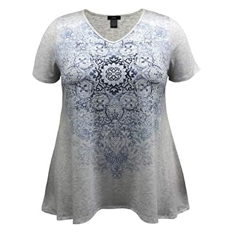 LEEVE Camiseta manga corta con estampado alto y bajo para mujer Cover