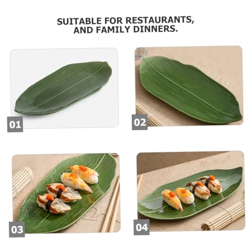 Plato sartén hoja cerámica para sushi y postre miniatura 6