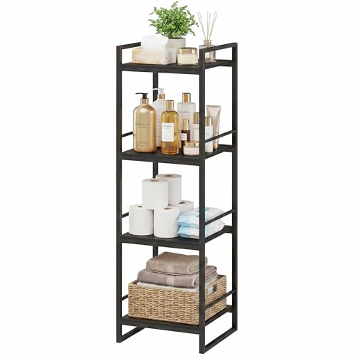 BYFU 4 Tier Bathroom Storage Open Shelf, Freestanding Metal Corner