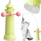 TCOXYS 猫じゃらし 猫 おもちゃ 知能玩具 吸盤猫じゃらし 手動•自動両用 釣り竿 自動360°回転 灯台デザイン 運動不足&ストレス解消 猫一人遊び玩具