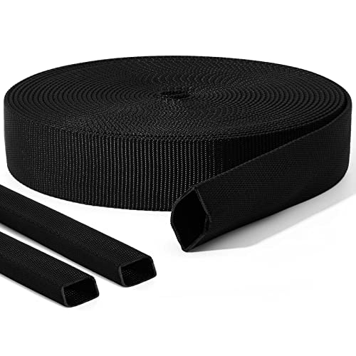 Image of Hanaive 26 ft Nylon Hydraulic Hose Protector Sleeve Tig Torch Cable Cover Black Protective Cover Hose Sheath Hydraulic Wrap Cutting Wire Sheath Sleeve Management Wrap for Cord Tig(1 Inch Id)