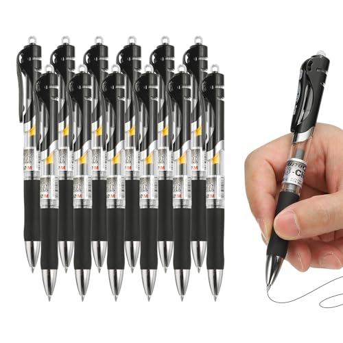 Bolígrafos de gel PATIKIL 0.7mm x12 tinta negra retráctiles miniatura 1