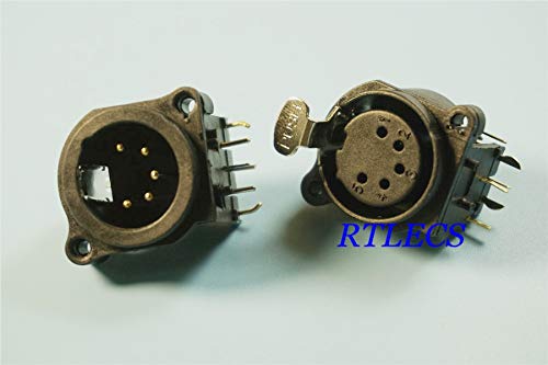 Gimax 100 pcs XLR Socket 5 pin Female Receptacle Latch Lock/Plug Right Angle Solder PCB 90 Degree through Holes Panel Mount - (Color: Receptacle Socket)