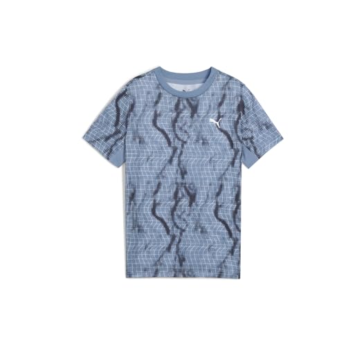 Image of PUMA Kids Boys Train All Day Essentials Graphic Crew Neck Short Sleeve Athletic Casual Tops Casual - Blue