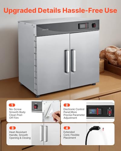Image of VEVOR Electric Hot Box Food Warmer, 4-Tier Commercial Warming Cabinet with Water Tray, Double-Door and Adjustable Shelves, Stainless Steel Food Warmer Cabinet, for Restaurant, Kitchen, Pizza, Chicken