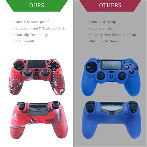 Image of PSS Studded Dots Silicone Rubber Gel Customizing Cover for PS4 /slim /Pro Dualshock 4 Controller Soft Silicone Case Cover Gel Skin Protective for PS4 Wireless Controller (Red Como Dot)