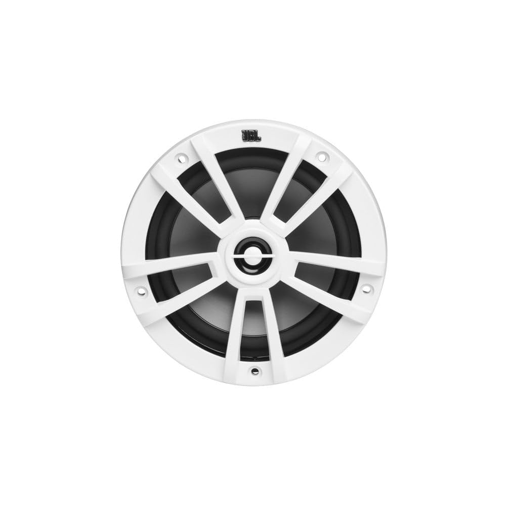 Stage Marine 6 White 160mm 6.5 Inch 2-Way Marine Speakers with 60W RMS and 180W Max Power, 4 Ohm, 90dB Sensitivity, 60Hz–20kHz Frequency Response, IPx5 Water Resistant Design with Grilles and Kit