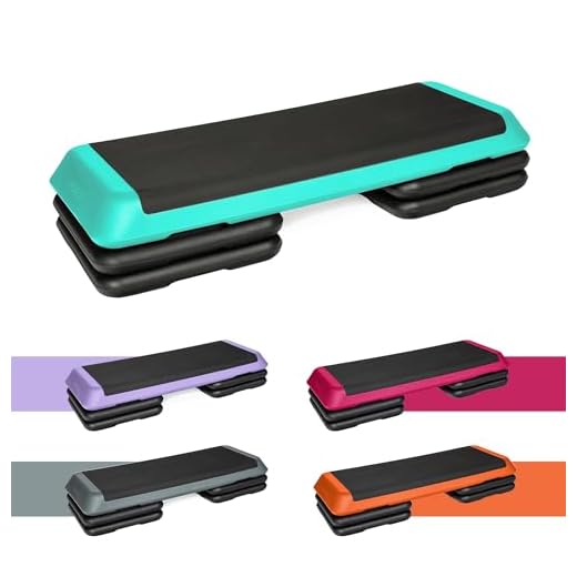 TREXO Aerobic Step para Ejercicios Cardio Fitness Altura Ajustable 10-15-20 cm Superficie Grande 109 x 41 cm Materiales Duraderos de Alta Calidad Entrenamiento Hasta 250 kg VERDE