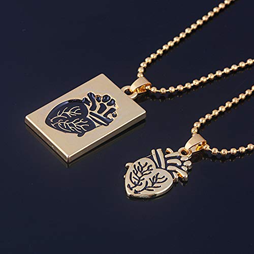 JENPECH Colar com pingente de strass corrente de clavícula, 2 peças criativas em formato de coração