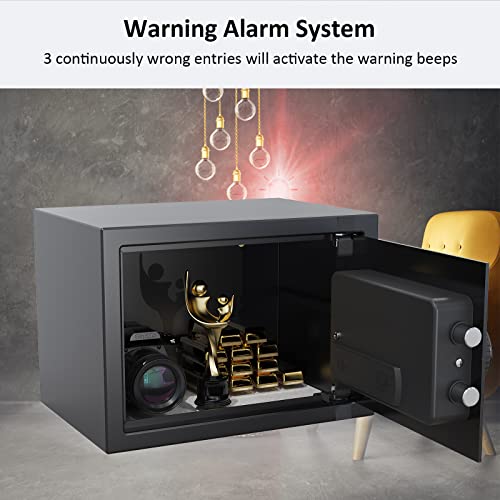 Goldenkey Lock Safe– Wall Anchoring Personal Safe Steel Construction Black Small Safe For Home, Hotel, Office #TOP4