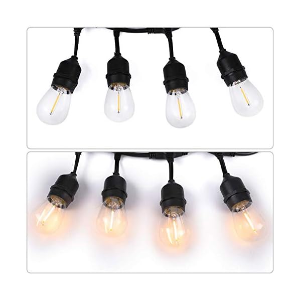 SALCAR 15m Außen LED Lichterkette Garten, 15 x E27 LED Glühbirnen IP65, S14 Deko Lampe Wasserdicht Dekolampe für Haus… – Bild 6