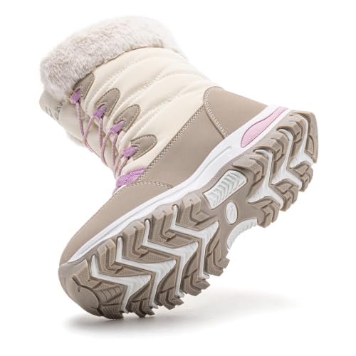Image of HOBIBEAR Kids Winter Snow Boots Waterproof Outdoor Warm Faux Fur Lined Shoes