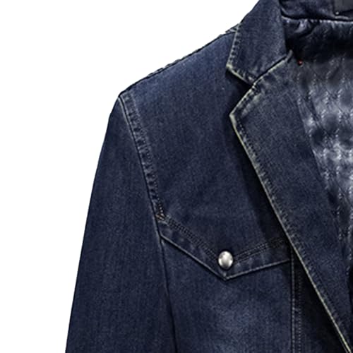 JEKE-DG Men's Button Down Biker Jean Jacket Blazer Collar Casual Denim Jacket Classic Casual Trucker Jean Coat3